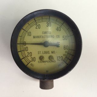 Vintage Curtis Vacuum Pressure Compound Gauge - 120 Psi Max -