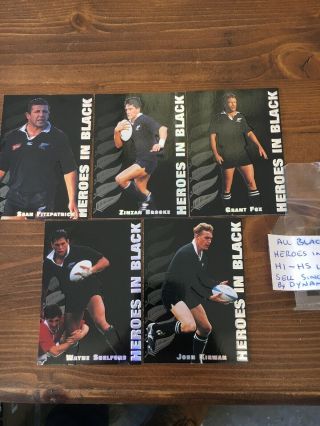 Full Set 5 All Blacks Vintage Trade Card 95 Heroes In Black - Insert Rugby Card