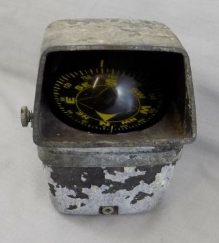 Small Vintage Marine Compass In Illuminated Housing - Boat Compass