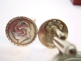 Vintage Chinese Sterling Silver Chairman Mao Mao Zedong Cufflinks
