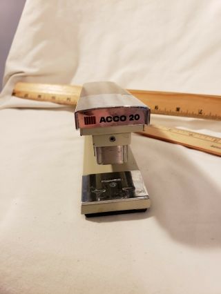 Vintage Acco 20 Heavy Duty Metal Stapler Brown Tan And Chrome Mcm Great