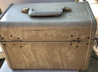 Vintage Samsonite Beige Marble Train Case Suitcase Travel Luggage Cosmetics 2