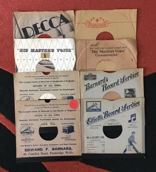8 Vintage Record Sleeves For 78 Rpm 10” Records Decca Polydor His Master’s Voice