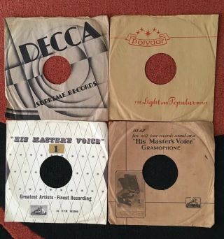 8 Vintage record sleeves for 78 rpm 10” records Decca Polydor His Master’s Voice 2