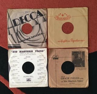 8 Vintage record sleeves for 78 rpm 10” records Decca Polydor His Master’s Voice 3