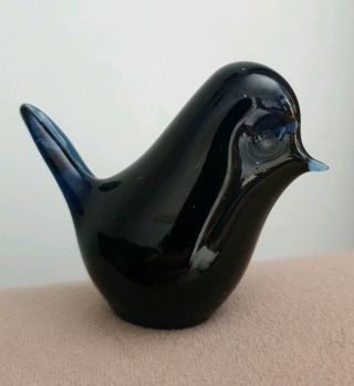 Vintage Wedgwood Glass Bird.  Blue Wedgwood Glass Bird