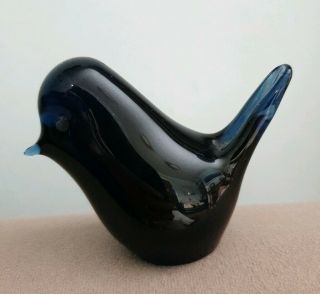 Vintage Wedgwood Glass Bird.  Blue Wedgwood Glass Bird 3