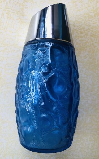Vtg Westinghouse Glass Shaker Sugar Dispenser Stained Blue Textures Gemco Euc