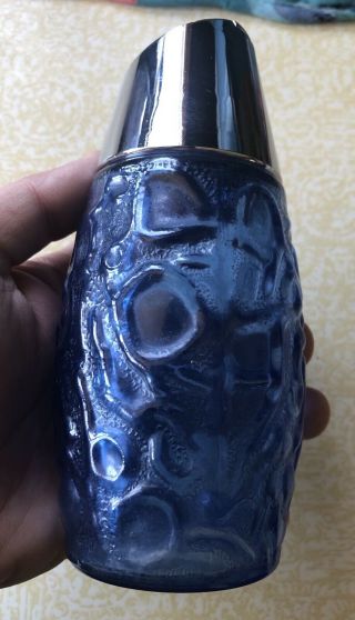 Vtg Westinghouse Glass Shaker Sugar Dispenser Stained Blue Textures GEMCO EUC 4
