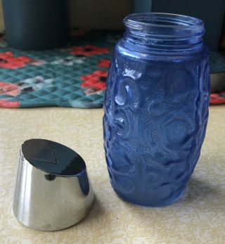 Vtg Westinghouse Glass Shaker Sugar Dispenser Stained Blue Textures GEMCO EUC 5