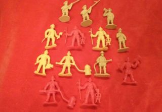 Vintage Fireman Plastic Toy Soldier Figurine 13 Items