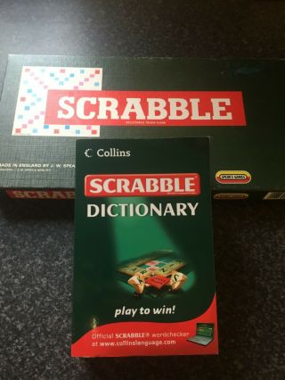 Vintage Scrabble Board Game By Spears Vgc & Scrabble Dictionary - Complete