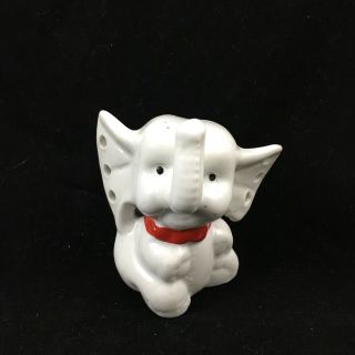 Vintage White Porcelain Elephant Earring Holder Antique Trunk Up For Luck