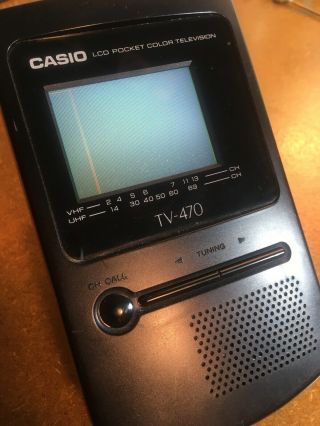 Vintage CASIO TV - 470 LCD Pocket Color Analog Television Portable VHF UHF 2