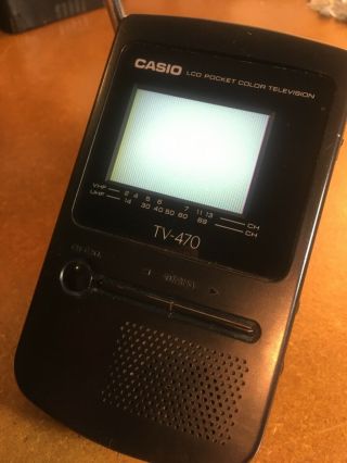 Vintage CASIO TV - 470 LCD Pocket Color Analog Television Portable VHF UHF 3