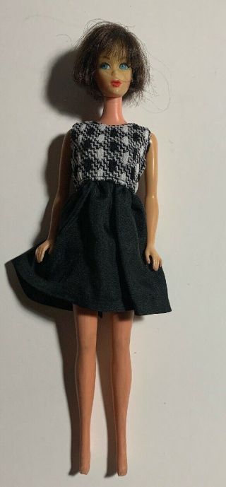 Barbie Size Vintage Handmade Black & White Sleeveless Short Dress - No Doll