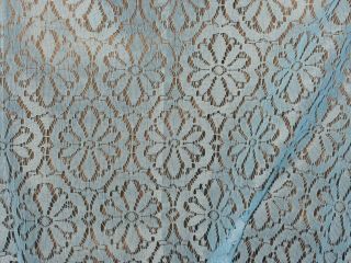6 Vintage Panels - Blue Lace Curtains - 60 W / 63 L Each -