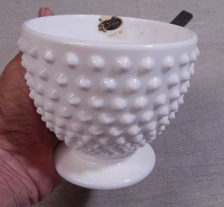 Vintage Fenton Milk Glass White Hobnail Small Candy Jar Pedestal Bowl No Lid