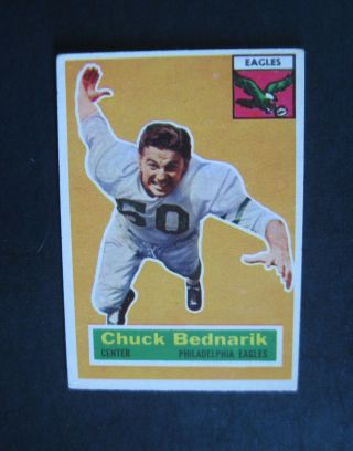 1956 Topps Football Card Chuck Bednarik 28 Eagles Vintage A