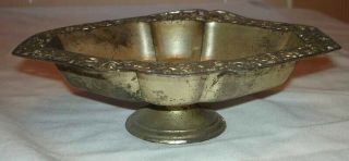 Vintage Silver Plated Footed Floral Dish Compote