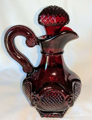 Vintage Avon Vinegar Oil Cruet Bottle W/ Stopper 1876 Cape Cod Ruby Red Glass