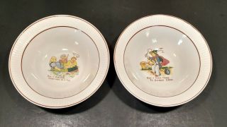Vintage Nursery Rhyme Ceramic Bowl Set Of 2 Children Kids Baby T79