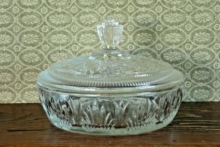Vintage Avon Clear Glass Pretty Powder Dish With Lid Candy Dish Trinket Bowl