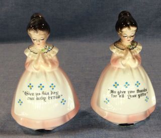 Vintage Praying Girls Salt & Pepper Shakers Japan
