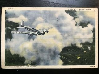 Vintage Postcard 1945 Boeing B - 17 Flying Fortress U.  S.  Army Air Corps
