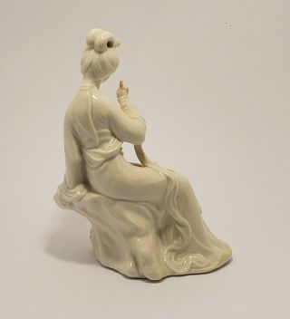 Vintage White Chinese Porcelain Figure of a Seated Woman 2