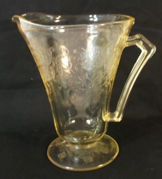 Vintage Hazel Atlas Yellow Glass Florentine No.  1 Footed Pitcher
