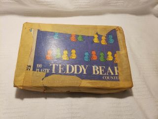 1968 Teddy Bear Counters 100 Plastic Vintage Counting (65 Bears)