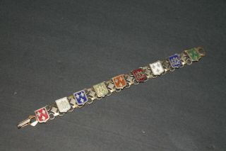 Vintage Crest Shield Coat Of Arms Enamel Bracelet
