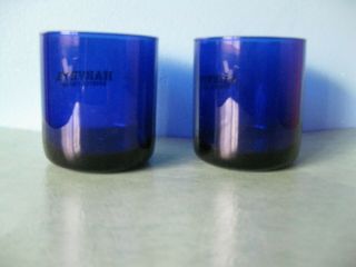 2 - Vintage Harveys Bristol Cream Cobalt Blue Non Tapered Glasses 2