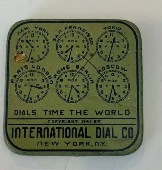 Vintage International Dial Company York,  Ny Watch Parts Box Tin Container