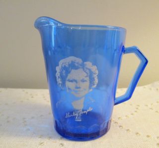 Vintage Shirley Temple Blue Cobalt Glass Creamer Pitcher 4 "