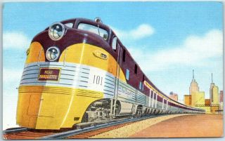 Vintage Pere Marquette Railway Postcard Streamliner Train Detroit Linen C1940s