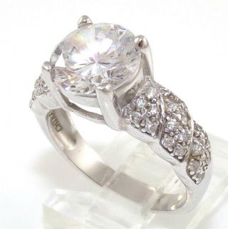 Vintage Sterling Silver Cz Engagement Anniversary Ring Size 8 Ldg13