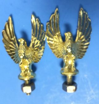 2 Vintage Brass Gold Tone Cast Metal Majestic Eagle Trophy Topper Accent 2” High