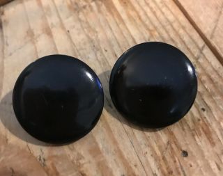 Vintage Black Button Clip On Earrings
