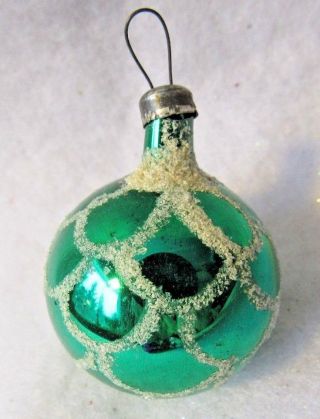 Vintage Glass Christmas Ornament 1 3/4 " Miniature Feather Tree Size Swag Glitter