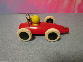 Vintage Brio Wooden Toy Racing Car Red & Yellow Sweden