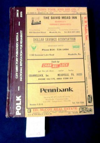 Vintage 1975 R.  L.  Polk & Co.  City Directory,  Meadville Pennsylvania,  Nostalgic
