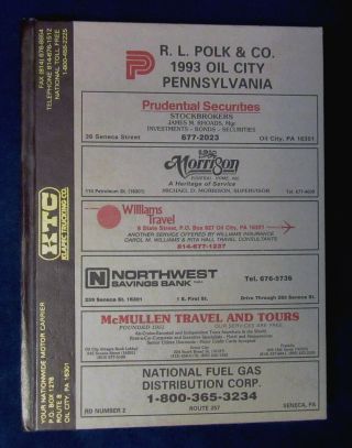 Vintage 1993 R.  L.  Polk & Co.  City Directory,  Oil City,  Pennsylvania,  Nostalgic