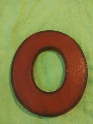 Vintage Red Plastic Letter O Or Number 0 8 1/4 " Tall Hanging Letter Number