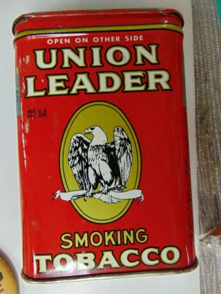 Vintage Union Leader Smoking Tobacco Pocket Tin Eagle Estate Tin