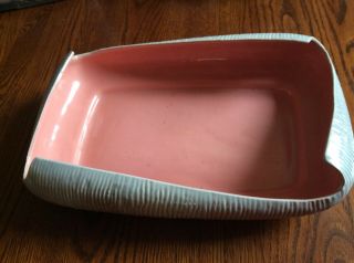 Vintage Red Wing Dish Glazed Pottery Blue/gray Outside & Pink Inside Usa