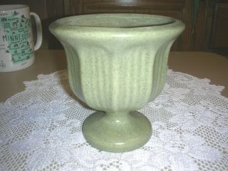 Mid Century Vintage Haeger Pottery Green Pedestal Planter Vase 5 1/4 " Tall 4004
