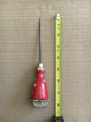 Ice Pick Vintage Red Wooden Handle 2