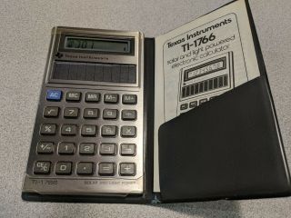 Texas Instruments Calculator Ti - 1766 Vtg Solar Silver Pocket Sized 1981 Complete